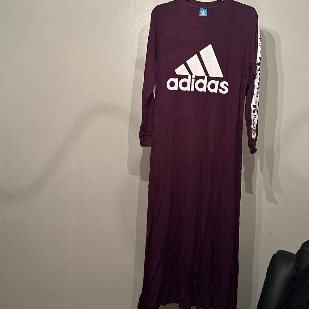 Adidas Women's Long Sleeve Dress in Deep Burgundy - Picture 2 of 4